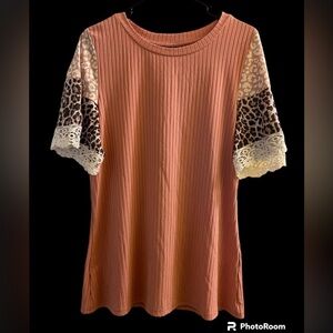 Boutique Top With Lace Sleeves